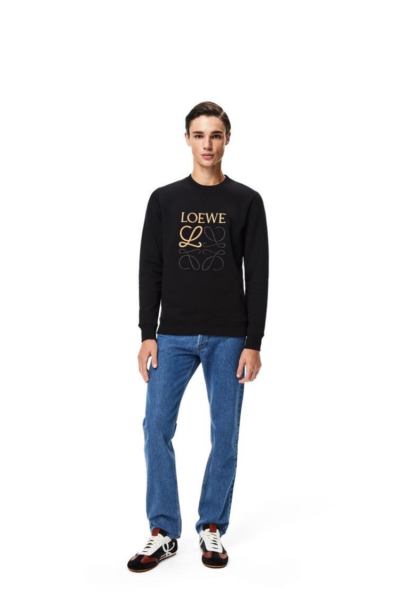 Sudaderas Loewe LOEWE Anagram embroidered sweatshirt in cotton Hombre Negras | 967HTXINQ