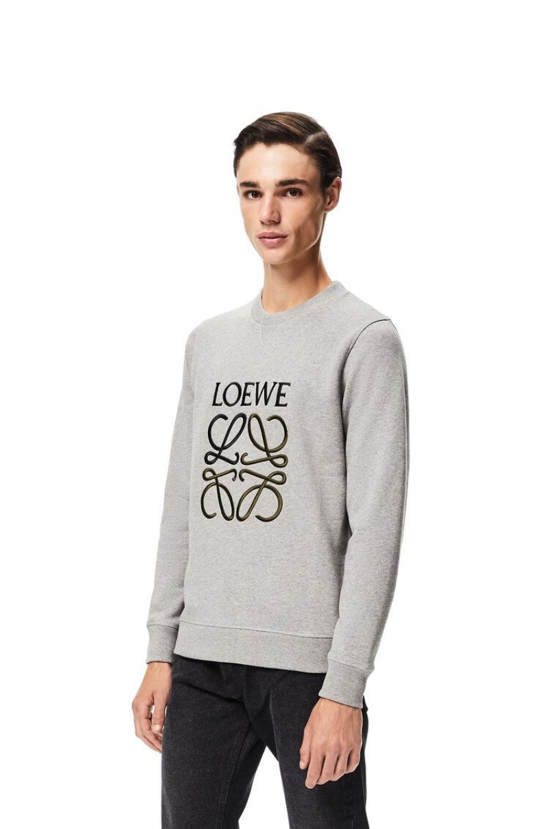 Sudaderas Loewe LOEWE Anagram embroidered sweatshirt in cotton Hombre Gris | 067GTBWYC