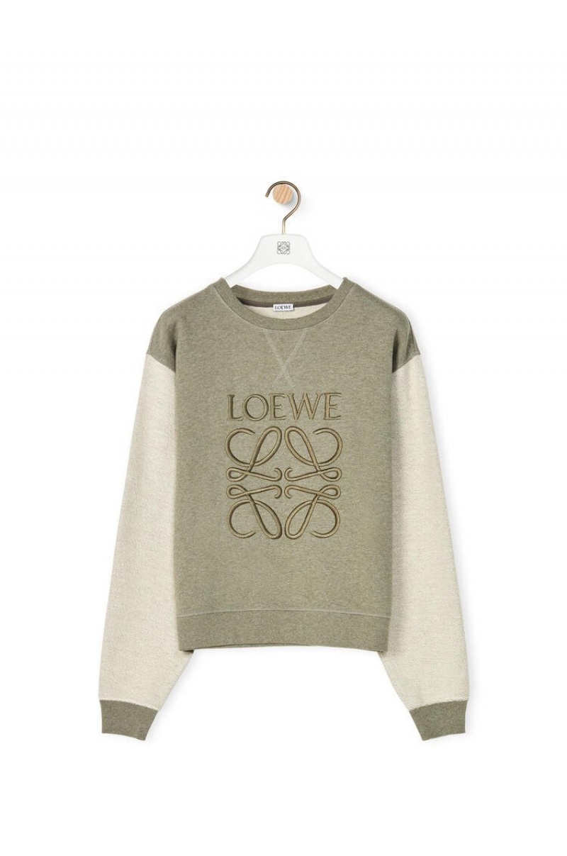 Sudaderas Loewe LOEWE Anagram embroidered sweatshirt in cotton Mujer Verde | 026PVJMNL