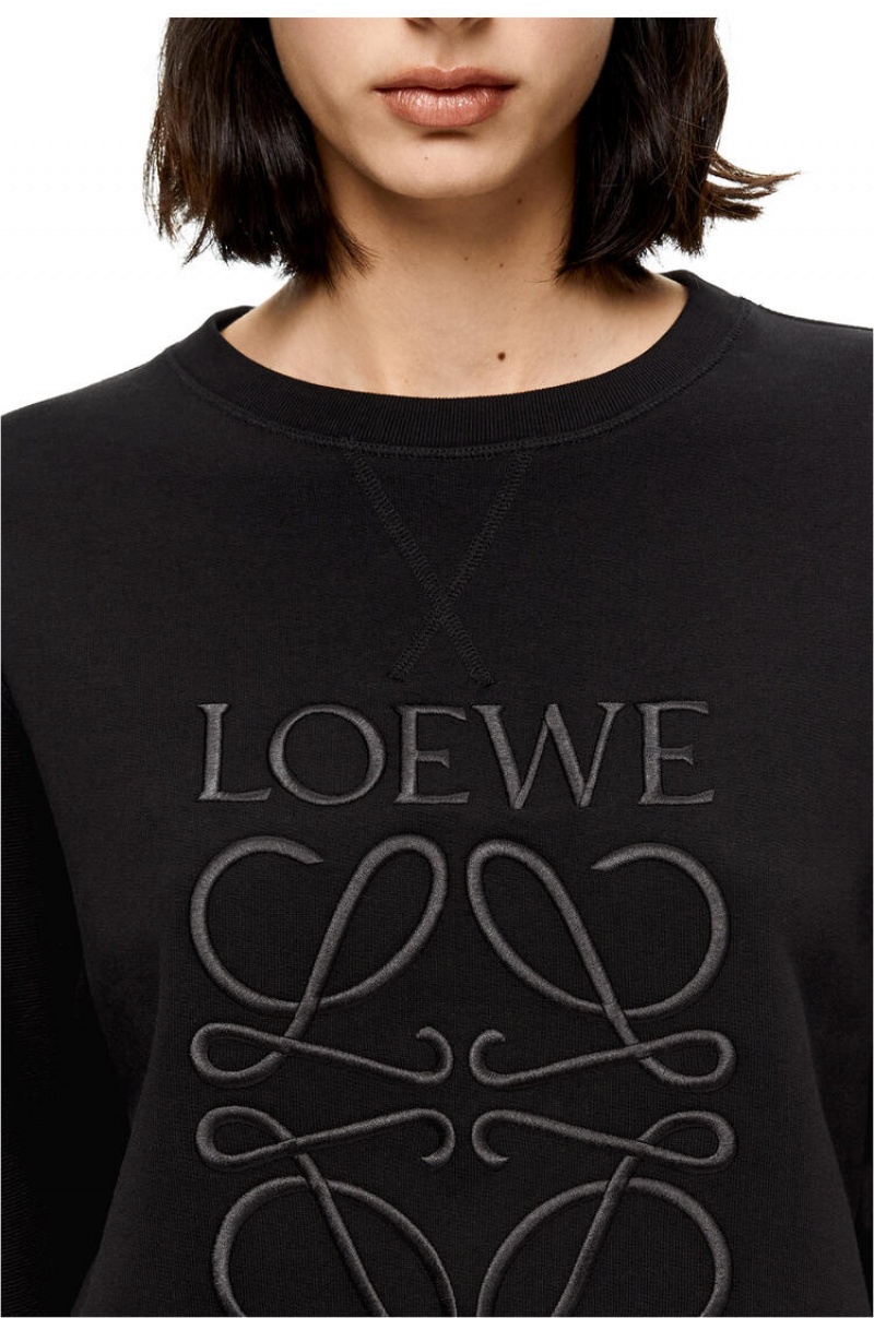 Sudaderas Loewe LOEWE Anagram embroidered sweatshirt in cotton Mujer Negras | 689PZJGTN