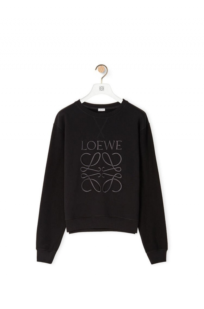 Sudaderas Loewe LOEWE Anagram embroidered sweatshirt in cotton Mujer Negras | 689PZJGTN