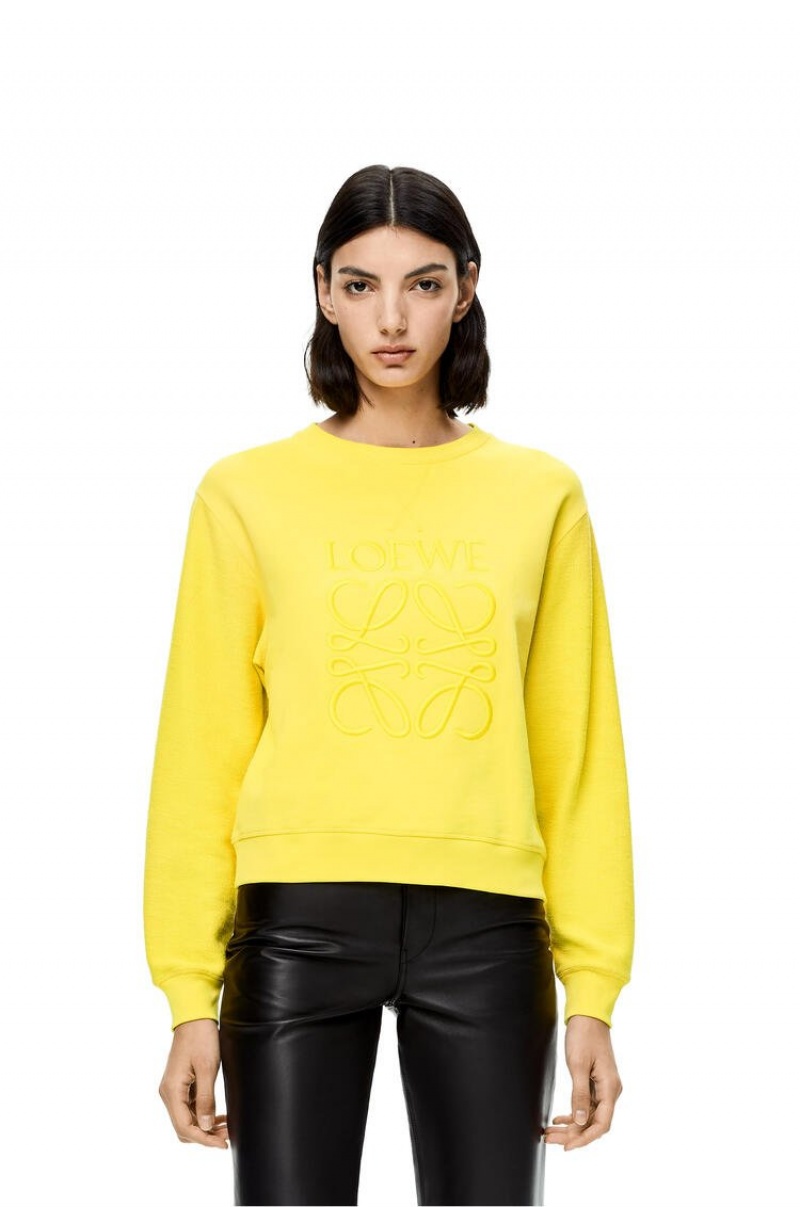 Sudaderas Loewe LOEWE Anagram embroidered sweatshirt in cotton Mujer Amarillo | 134JXHRDI