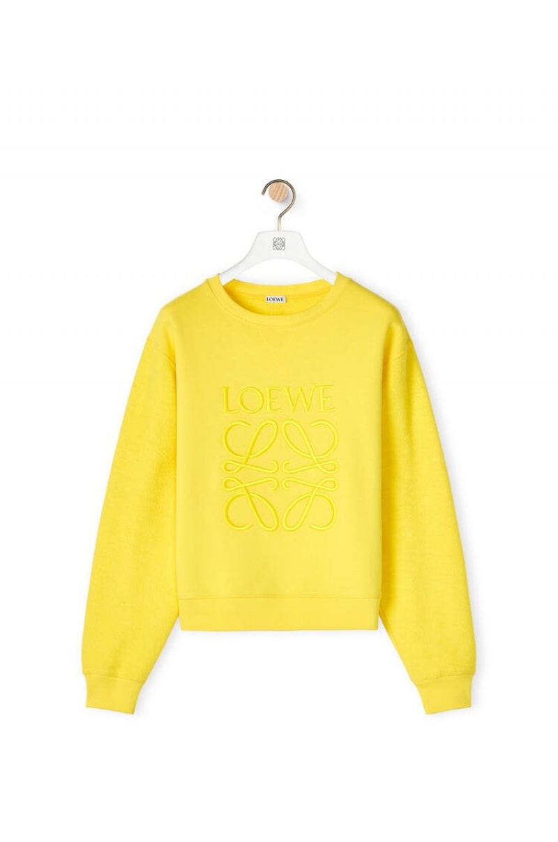 Sudaderas Loewe LOEWE Anagram embroidered sweatshirt in cotton Mujer Amarillo | 134JXHRDI