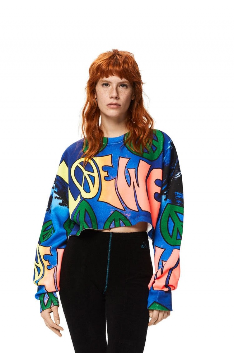 Sudaderas Loewe LOEWE peace cropped sweatshirt in cotton Mujer Multicolor | 908BHTOJR