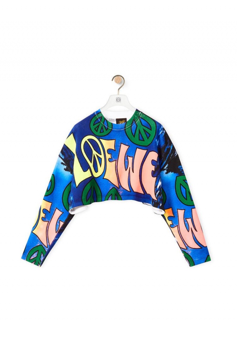 Sudaderas Loewe LOEWE peace cropped sweatshirt in cotton Mujer Multicolor | 908BHTOJR