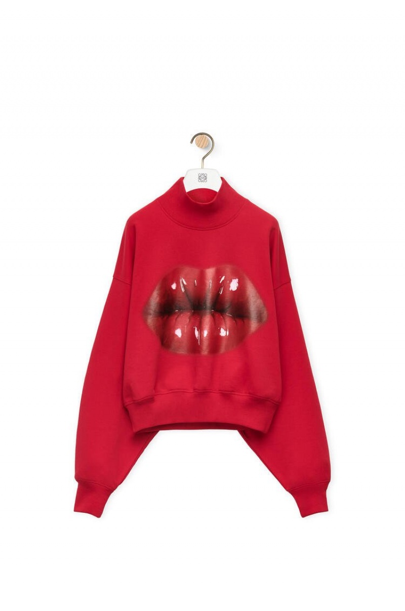 Sudaderas Loewe Loewe lips sweatshirt in cotton Mujer Rojas | 109NQXEZM