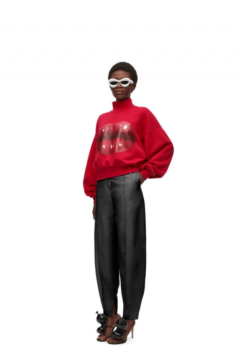 Sudaderas Loewe Loewe lips sweatshirt in cotton Mujer Rojas | 109NQXEZM