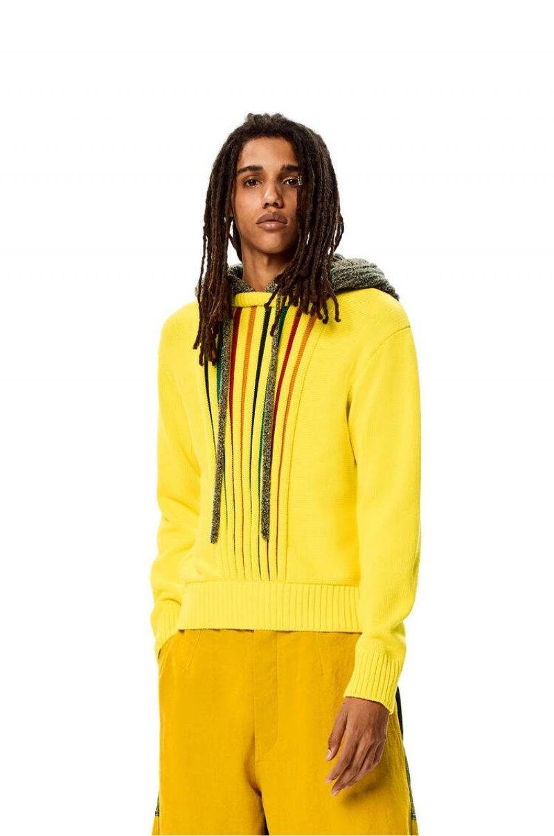 Sudaderas Loewe Multi-colour knit hoodie in cotton Hombre Amarillo | 841SPBCTE