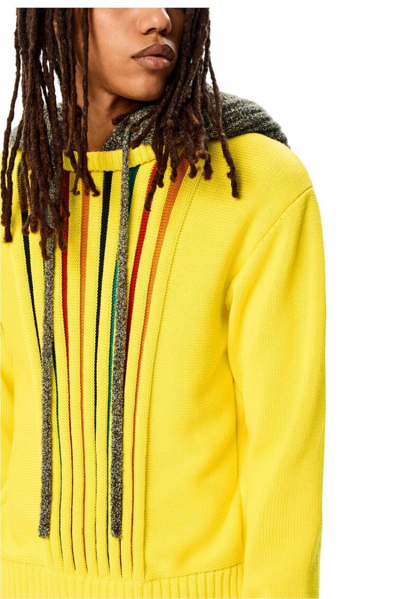 Sudaderas Loewe Multi-colour knit hoodie in cotton Hombre Amarillo | 841SPBCTE