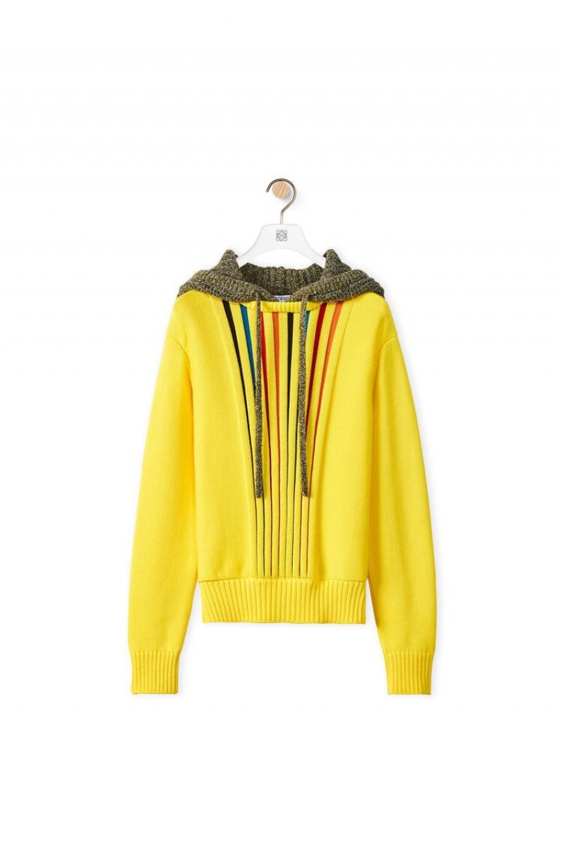 Sudaderas Loewe Multi-colour knit hoodie in cotton Hombre Amarillo | 841SPBCTE