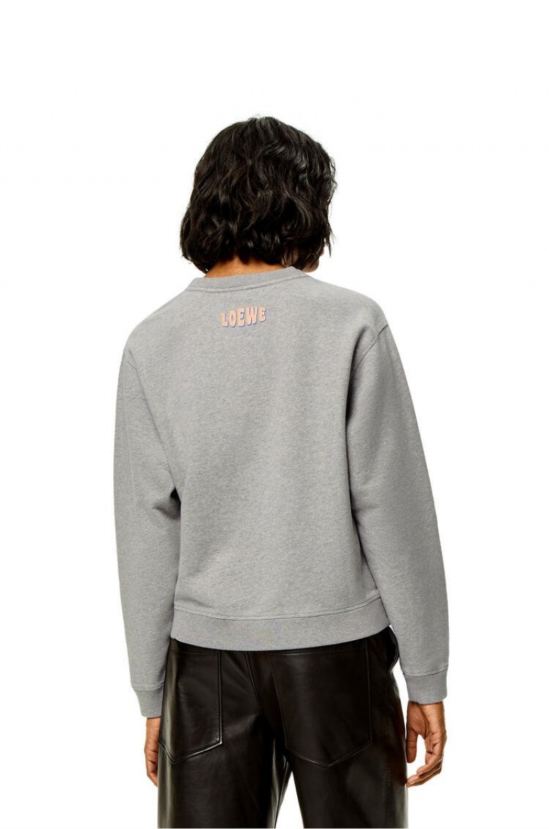 Sudaderas Loewe Oysters print sweatshirt in cotton Mujer Gris | 014TWRFAZ