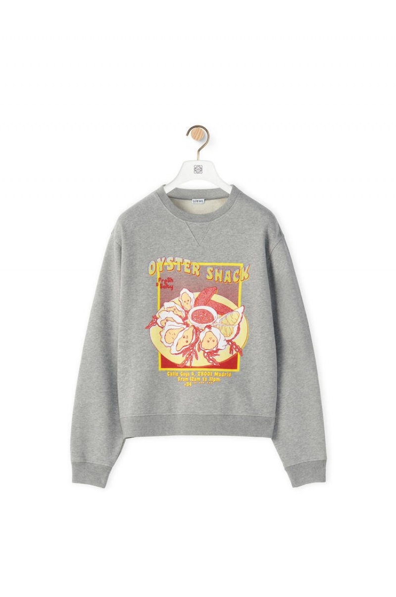 Sudaderas Loewe Oysters print sweatshirt in cotton Mujer Gris | 014TWRFAZ