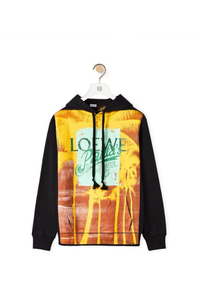 Sudaderas Loewe Palm print hoodie in cotton Hombre Negras Multicolor | 795VMDJGY