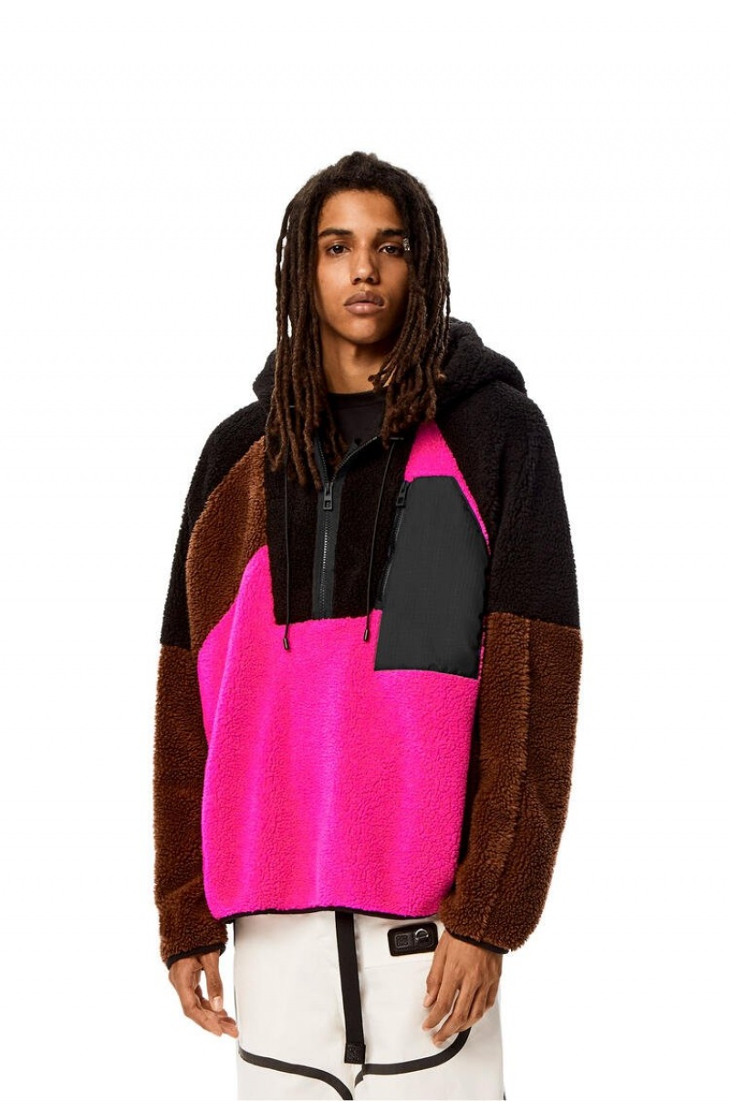 Sudaderas Loewe Patchwork zip up hoodie in fleece Hombre Multicolor | 847LRNHMA