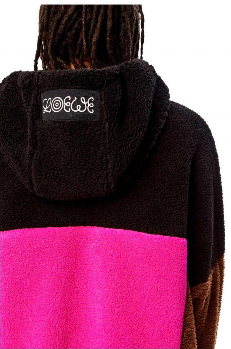 Sudaderas Loewe Patchwork zip up hoodie in fleece Hombre Multicolor | 847LRNHMA