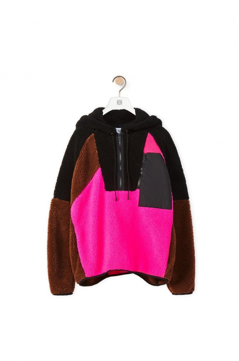 Sudaderas Loewe Patchwork zip up hoodie in fleece Hombre Multicolor | 847LRNHMA