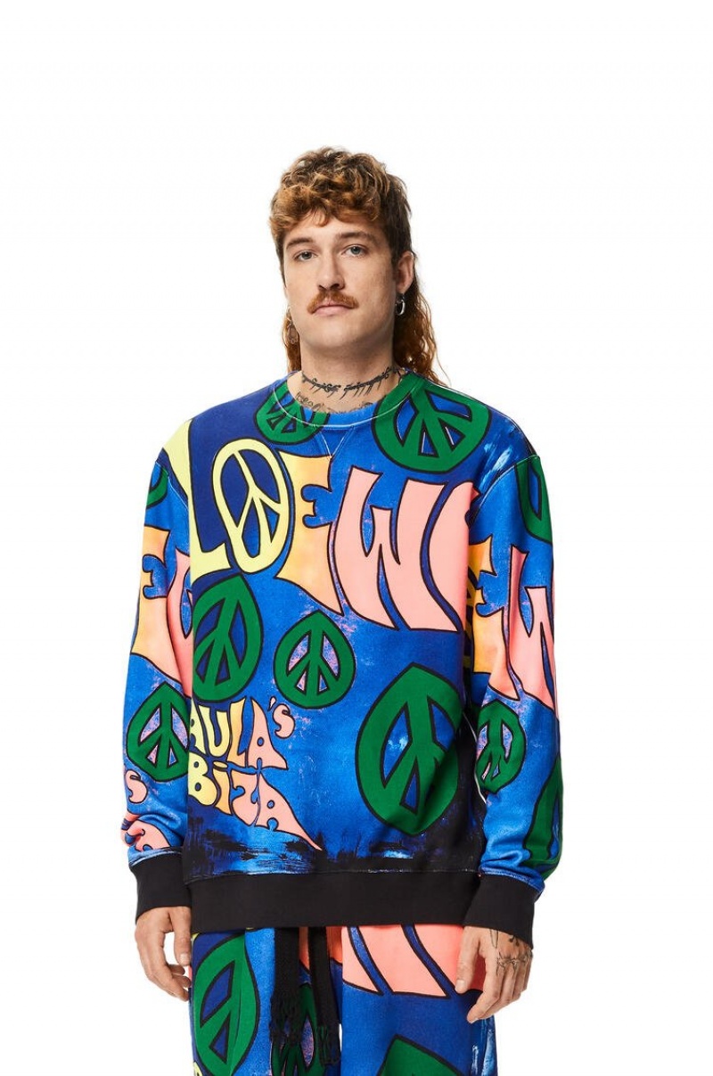 Sudaderas Loewe Paula's peace print sweatshirt in cotton Hombre Multicolor | 160VEODTW