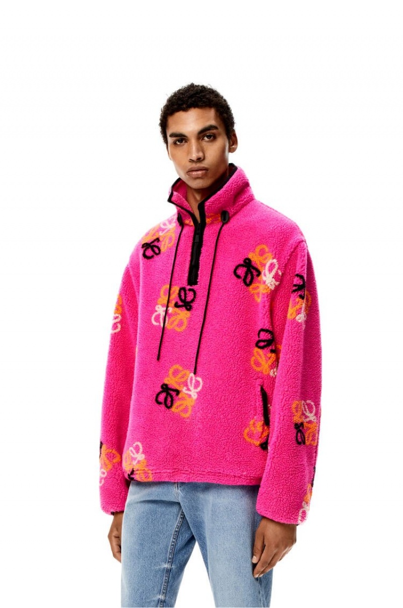 Sudaderas Loewe Pullover in Anagram jacquard fleece Hombre Rosas | 650KVSQGX