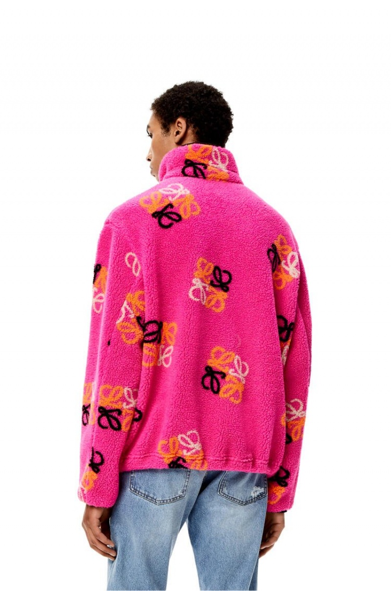 Sudaderas Loewe Pullover in Anagram jacquard fleece Hombre Rosas | 650KVSQGX