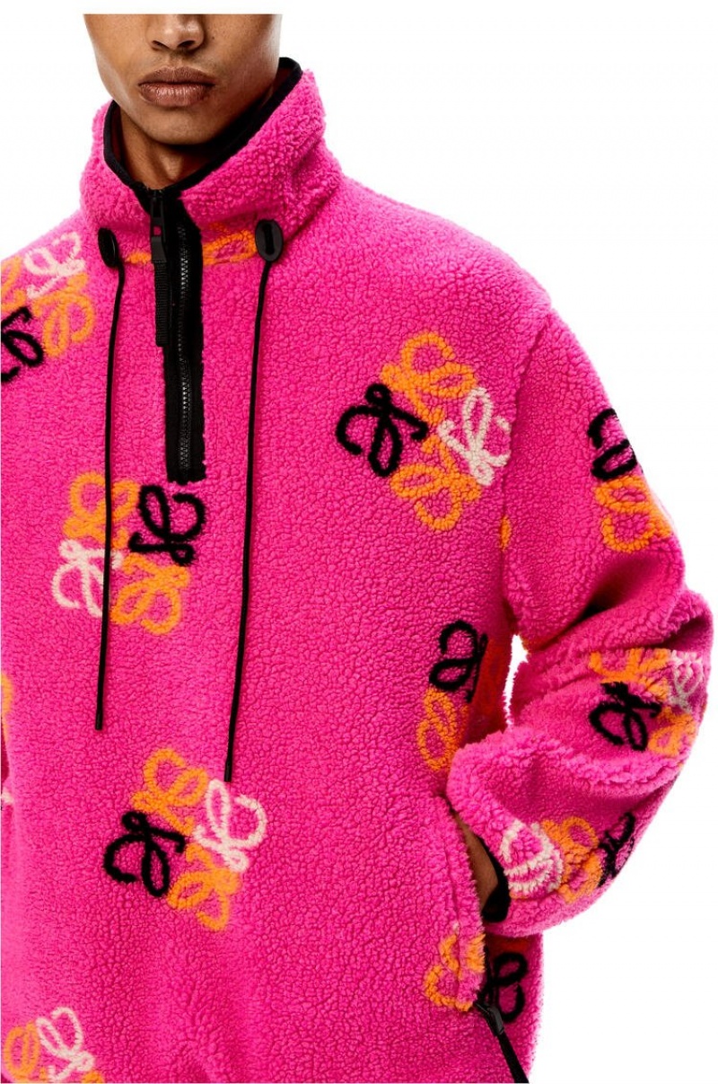 Sudaderas Loewe Pullover in Anagram jacquard fleece Hombre Rosas | 650KVSQGX