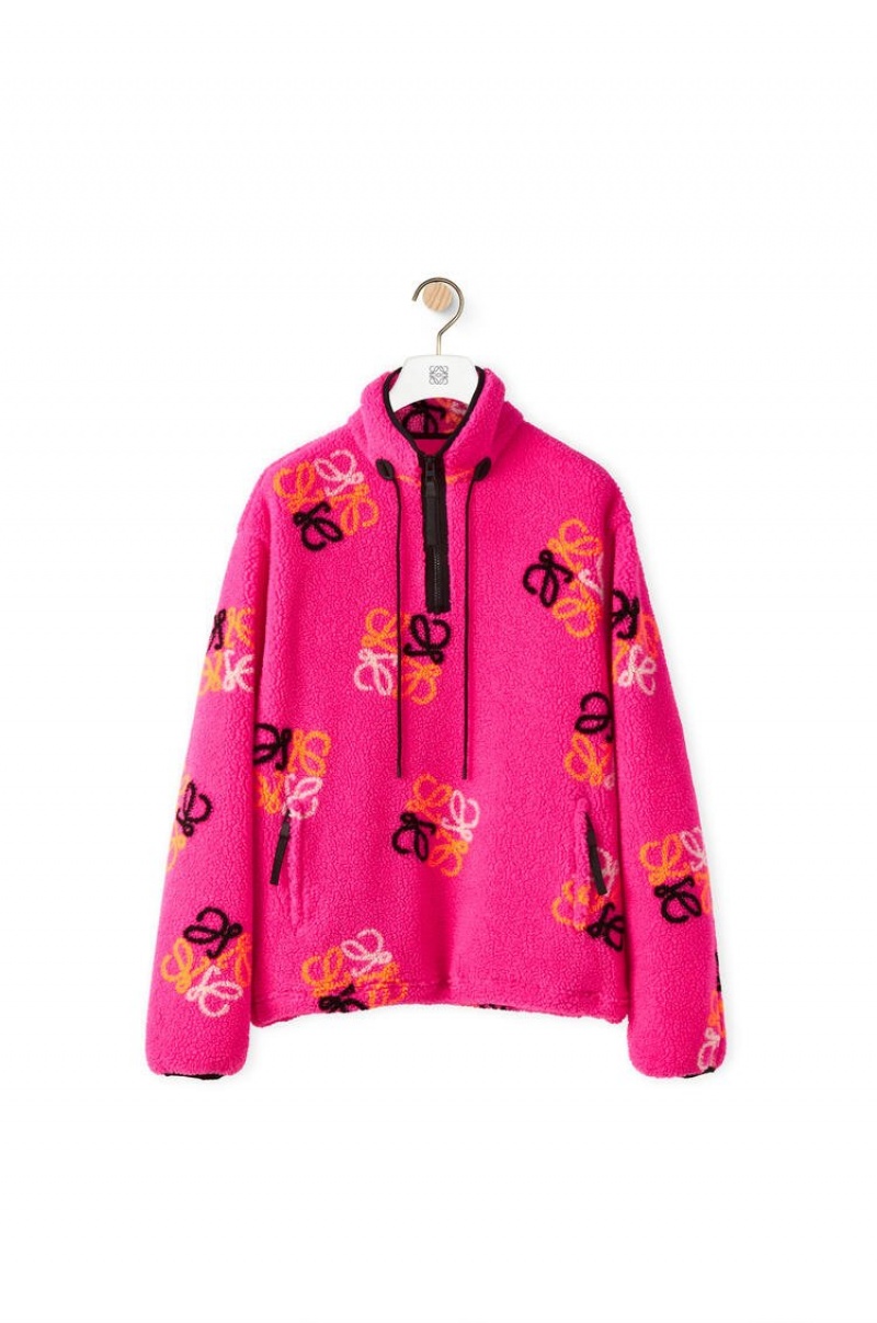 Sudaderas Loewe Pullover in Anagram jacquard fleece Hombre Rosas | 650KVSQGX