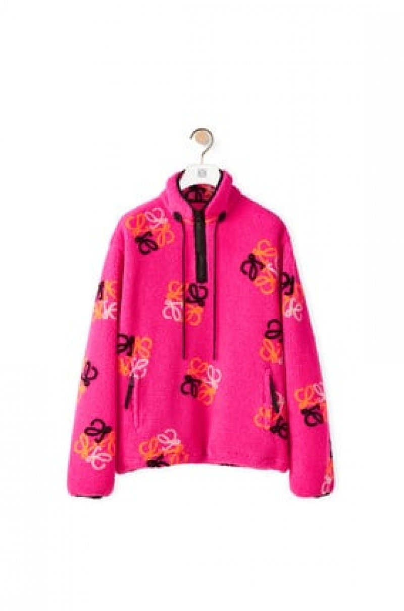 Sudaderas Loewe Pullover in Anagram jacquard fleece Hombre Rosas | 650KVSQGX