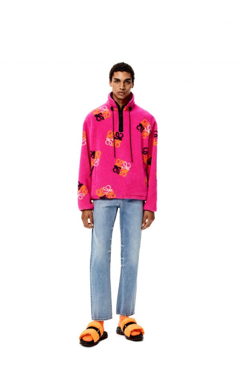 Sudaderas Loewe Pullover in Anagram jacquard fleece Hombre Rosas | 650KVSQGX