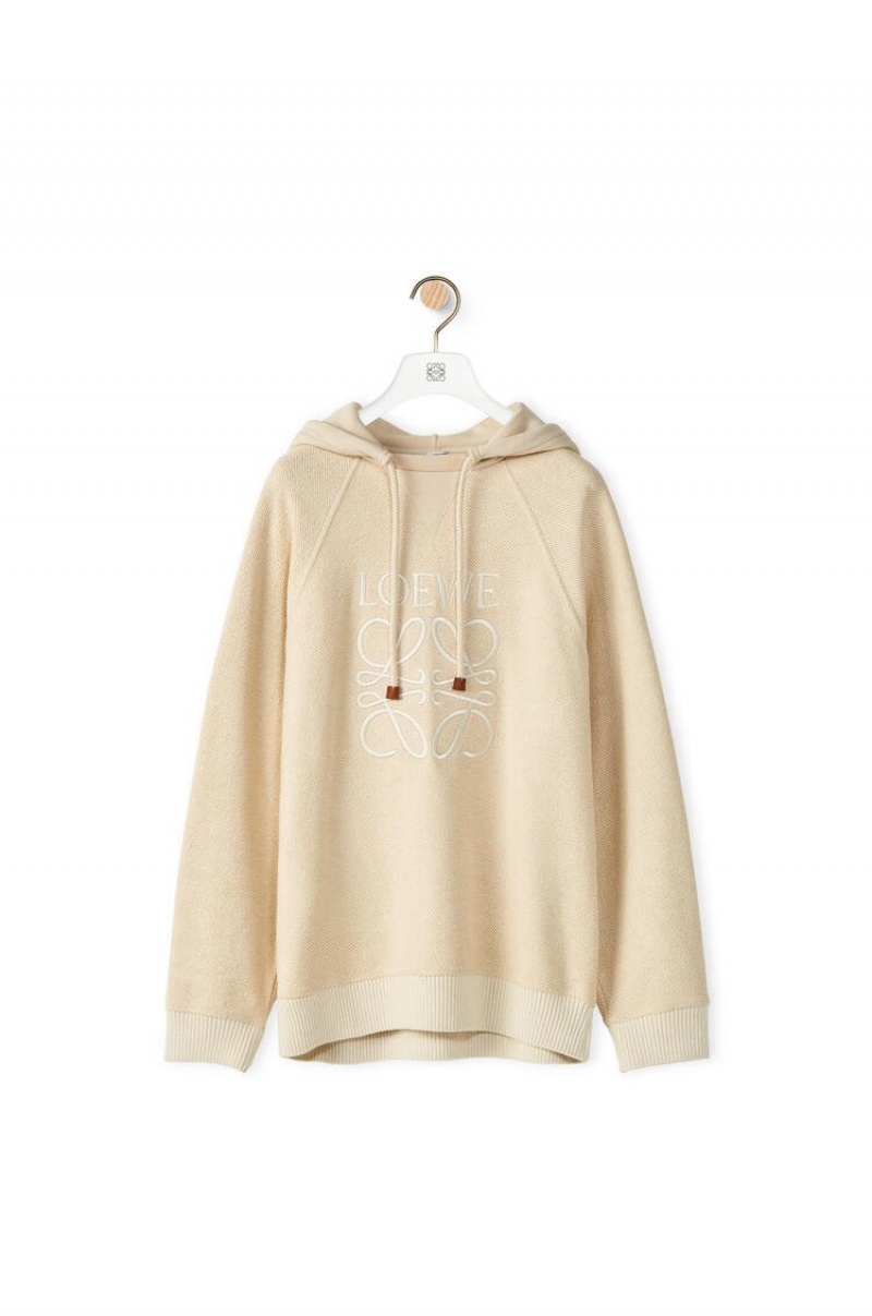 Sudaderas Loewe Reverse Anagram hoodie in cotton Hombre Ecru | 913PMEWYL