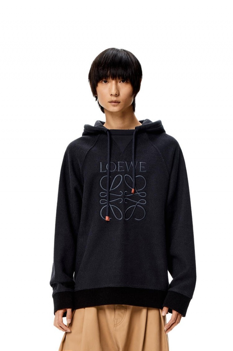 Sudaderas Loewe Reverse Anagram hoodie in cotton Hombre Azul Marino Oscuro | 543URBJAH