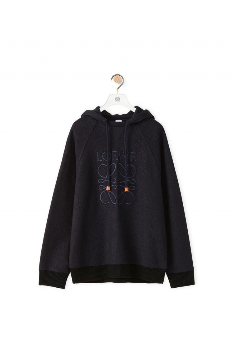 Sudaderas Loewe Reverse Anagram hoodie in cotton Hombre Azul Marino Oscuro | 543URBJAH