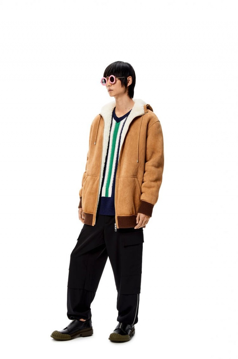 Sudaderas Loewe Zip up hoodie in shearling Hombre Blancas | 184SYDXQM