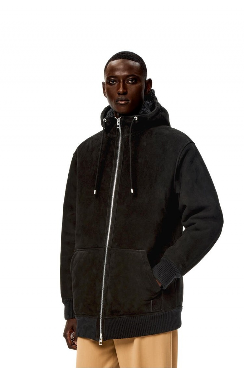 Sudaderas Loewe Zip up hoodie in shearling Hombre Negras | 451DNBRKH