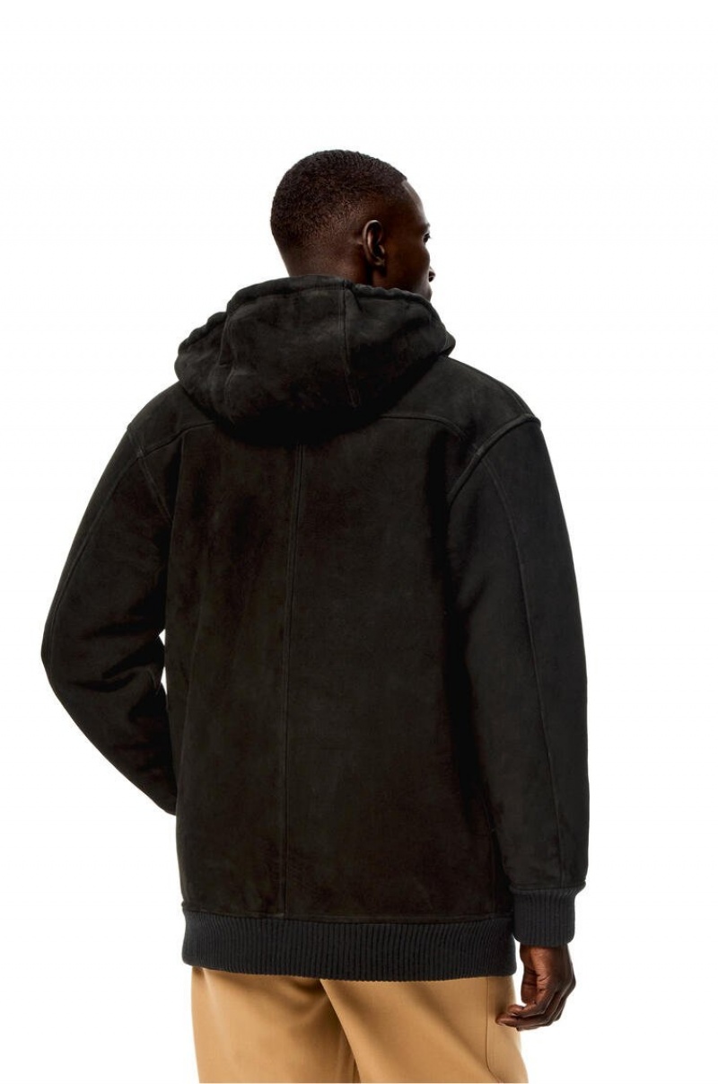 Sudaderas Loewe Zip up hoodie in shearling Hombre Negras | 451DNBRKH