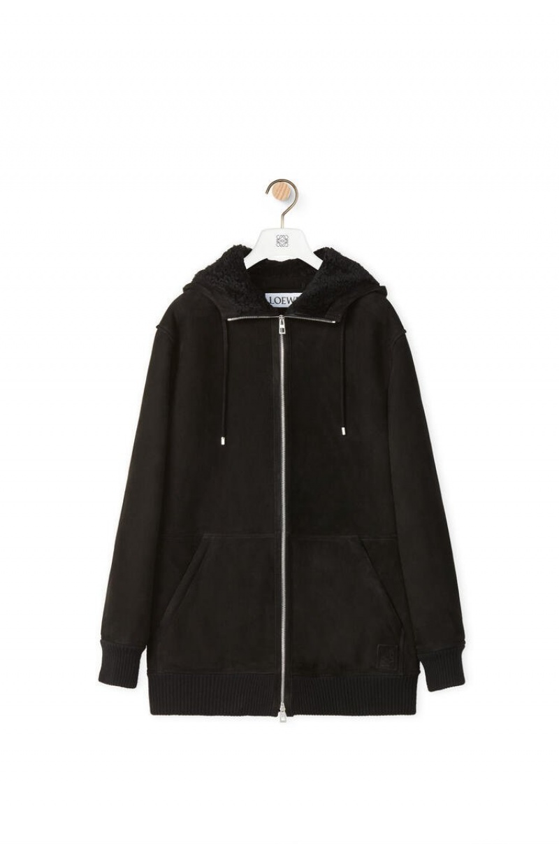 Sudaderas Loewe Zip up hoodie in shearling Hombre Negras | 451DNBRKH