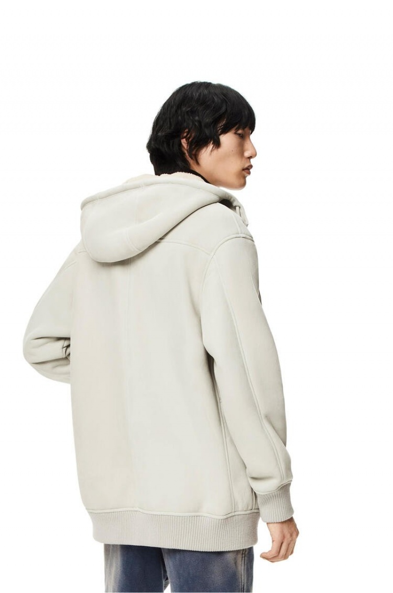 Sudaderas Loewe Zip-up hoodie shearling Hombre Blancas | 721TYXKEQ