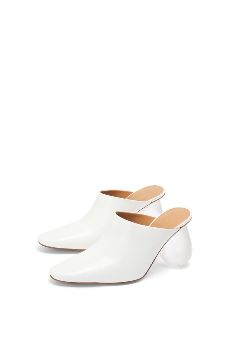 Tacones Loewe Drop heel mule in calfskin Mujer Blancas | 954MYJNWR