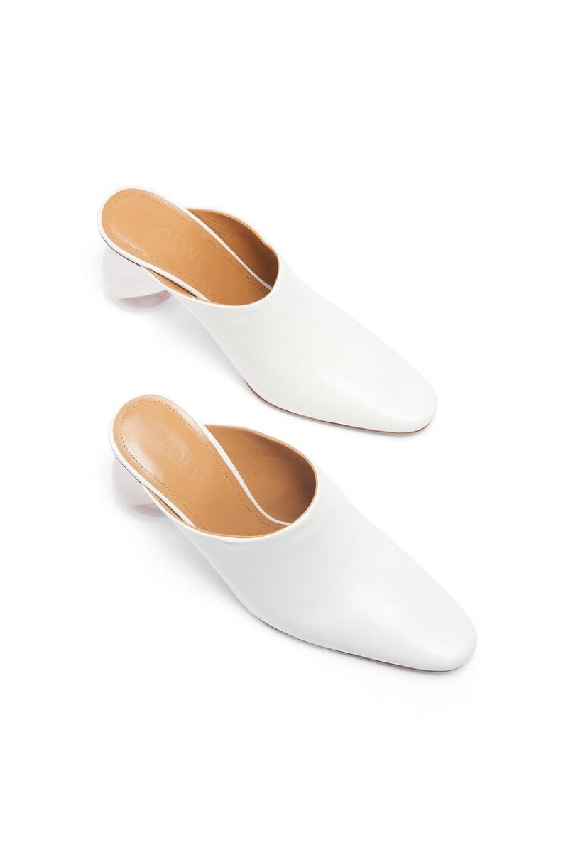 Tacones Loewe Drop heel mule in calfskin Mujer Blancas | 954MYJNWR