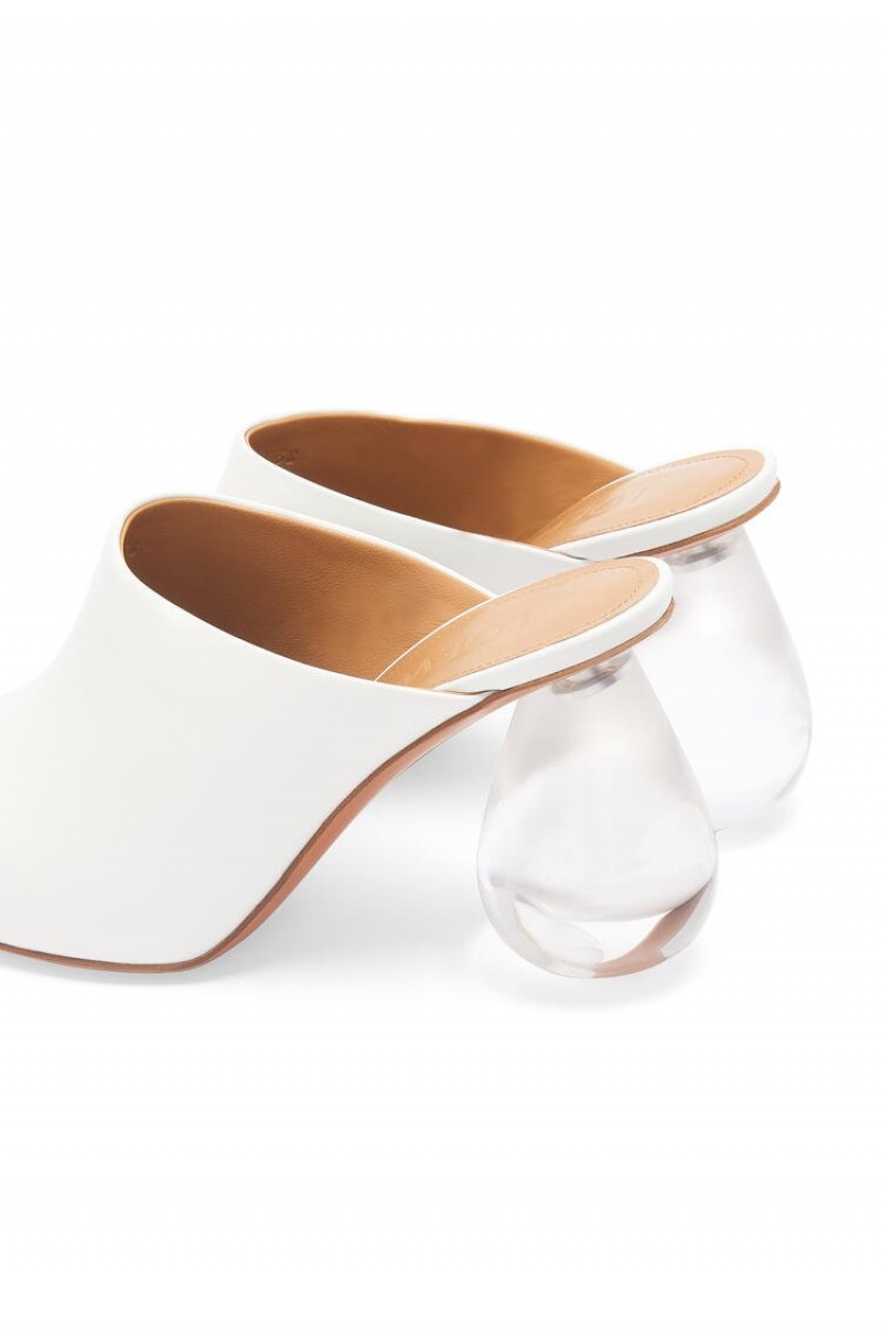 Tacones Loewe Drop heel mule in calfskin Mujer Blancas | 954MYJNWR