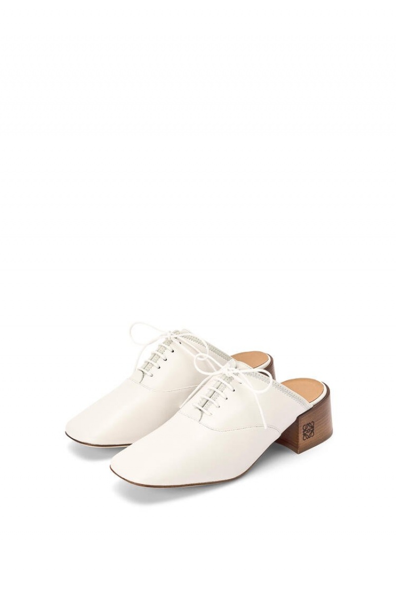 Tacones Loewe Slip on soft derby in lambskin Mujer Blancas | 023JYRXUS