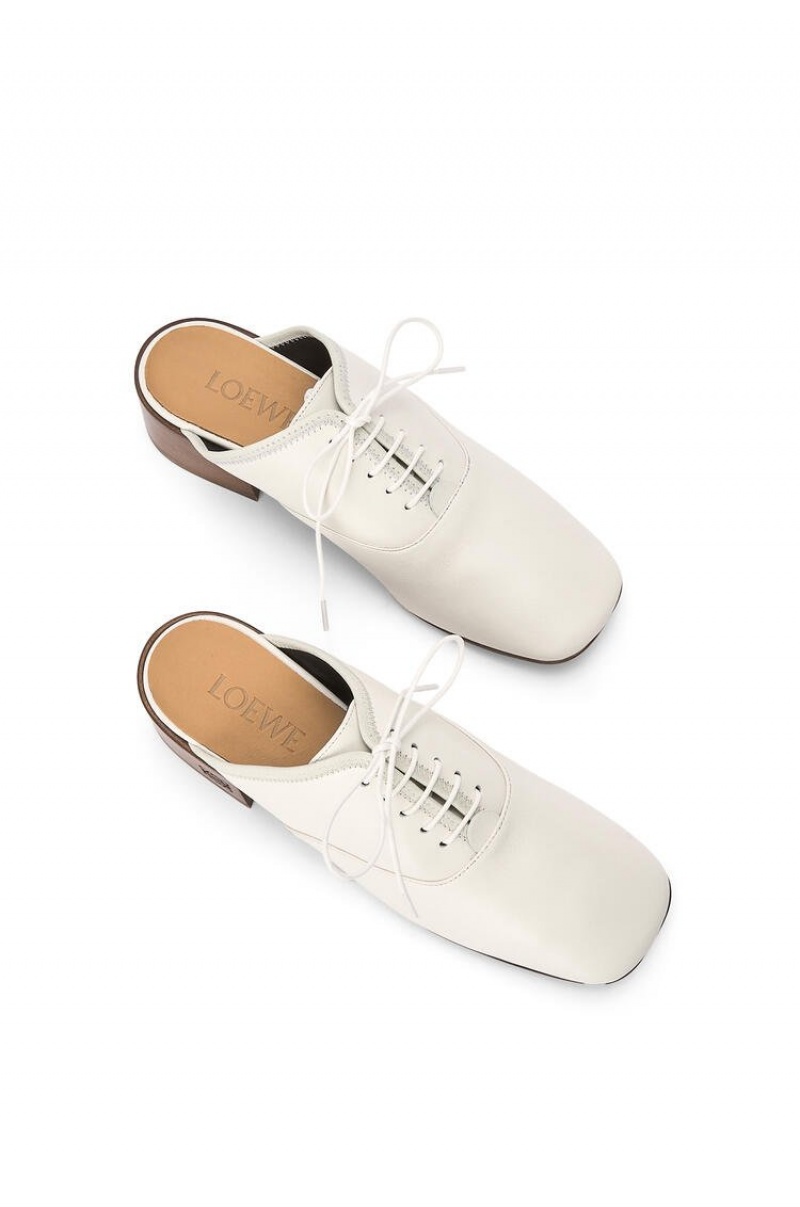 Tacones Loewe Slip on soft derby in lambskin Mujer Blancas | 023JYRXUS