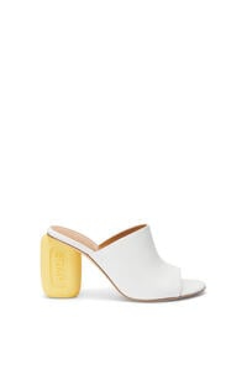 Tacones Loewe Soap mule in calfskin Mujer Negras Amarillo | 234MZPWYL