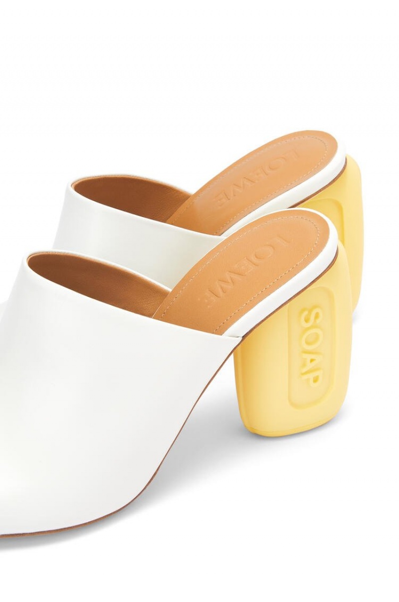 Tacones Loewe Soap mule in calfskin Mujer Blancas Amarillo | 934ZRHGFK