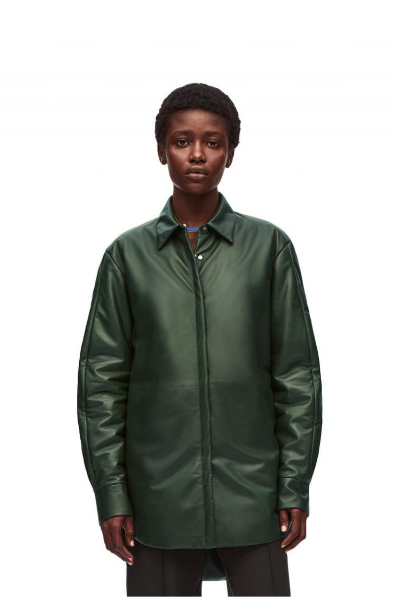 Tops Loewe Acolchado overshirt in nappa Mujer Verde | 059RONUTS