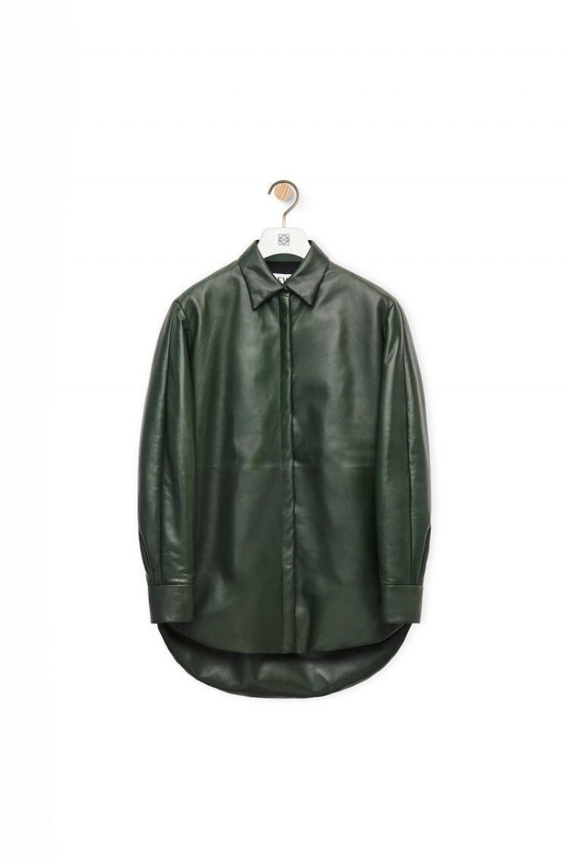 Tops Loewe Acolchado overshirt in nappa Mujer Verde | 059RONUTS