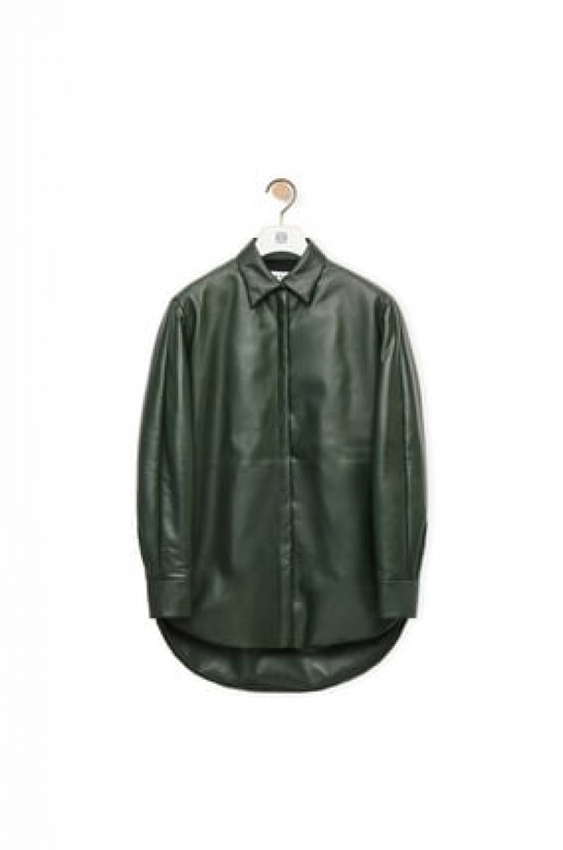 Tops Loewe Acolchado overshirt in nappa Mujer Verde | 059RONUTS