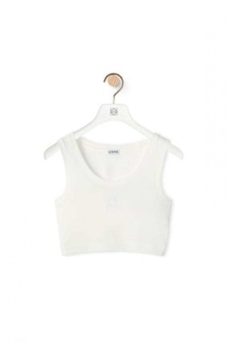 Tops Loewe Anagram cropped tank top in cotton Mujer Blancas | 304HSPRWI