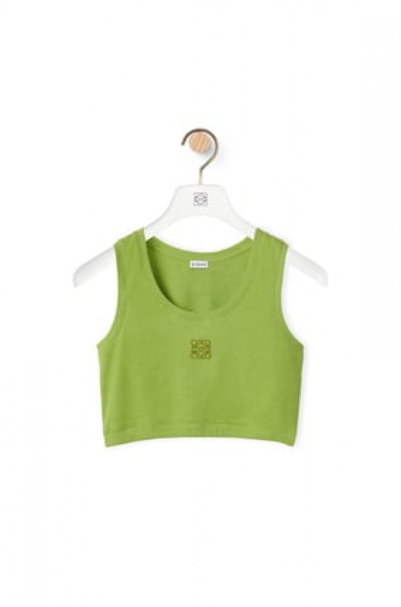 Tops Loewe Anagram cropped tank top in cotton Mujer Verde | 617GKIMYV