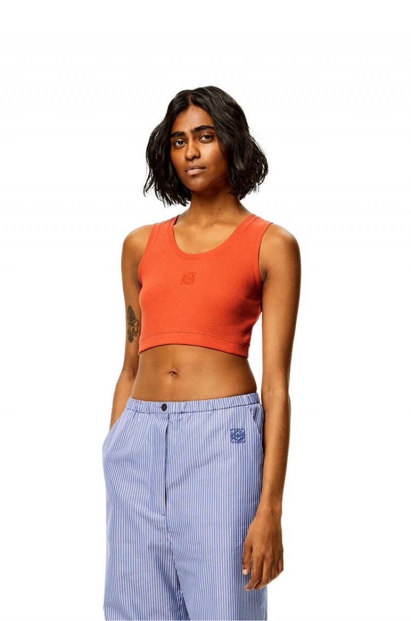 Tops Loewe Anagram cropped tank top in cotton Mujer Naranjas | 152ENGHPW