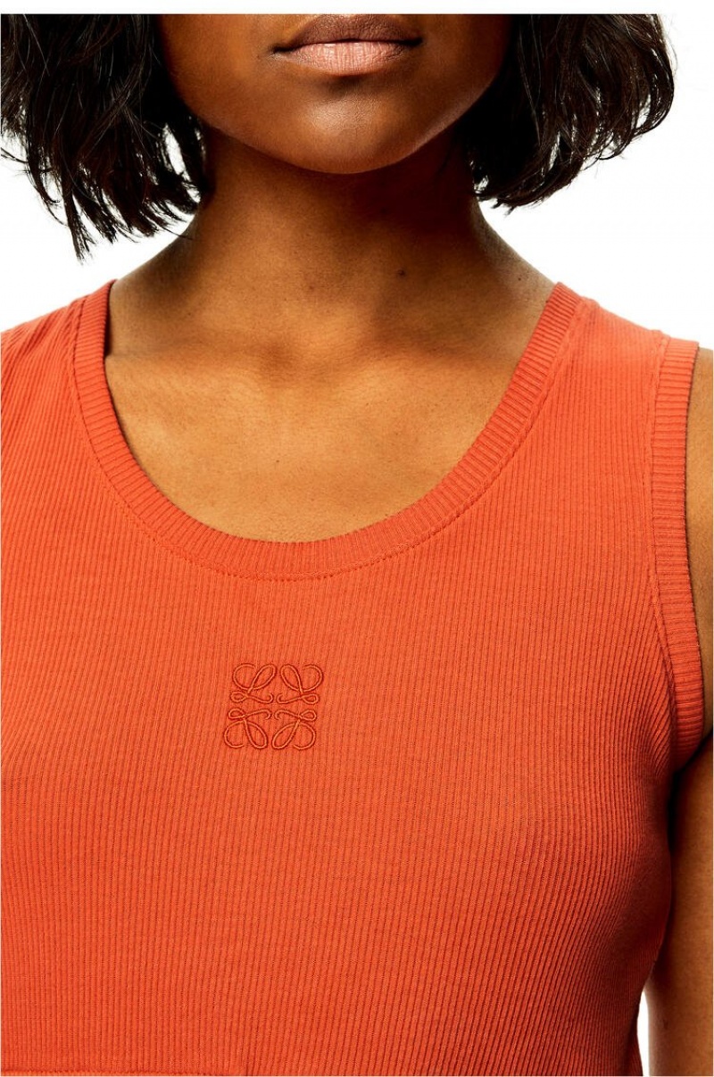 Tops Loewe Anagram cropped tank top in cotton Mujer Naranjas | 152ENGHPW