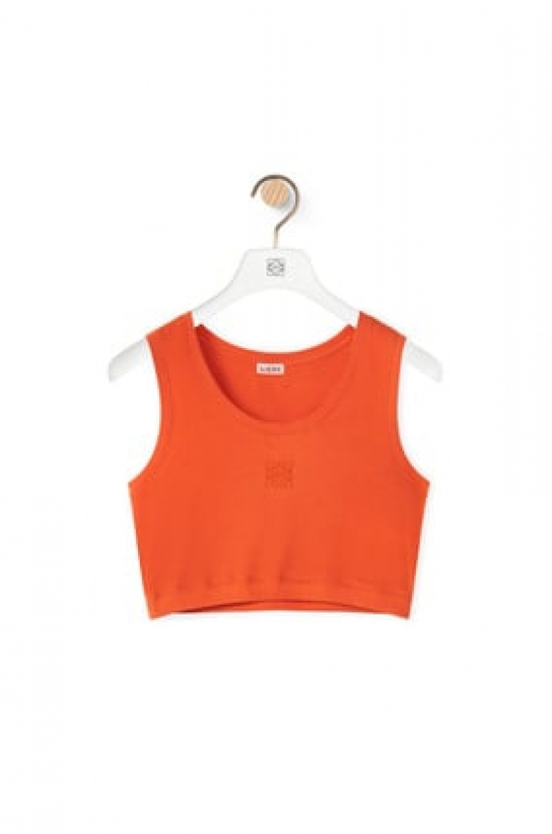 Tops Loewe Anagram cropped tank top in cotton Mujer Naranjas | 152ENGHPW